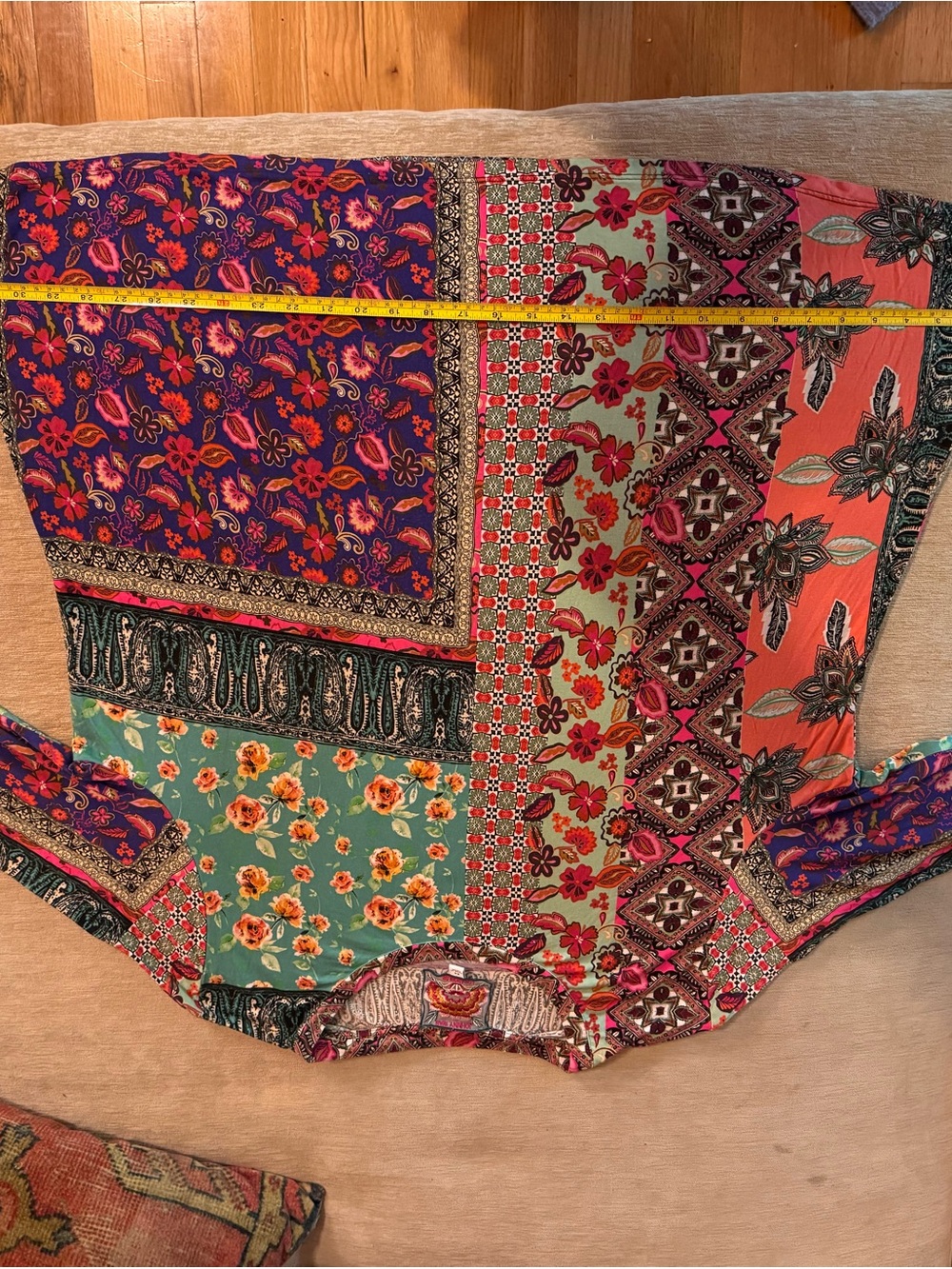 Johnny Was 2X Multicolor Patchwork Floral Top — Purple, Coral, Teal, Green